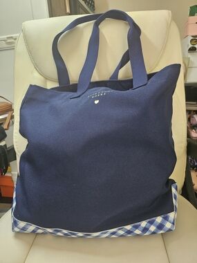 Bath & Body Works Navy Gingham Canvas Tote